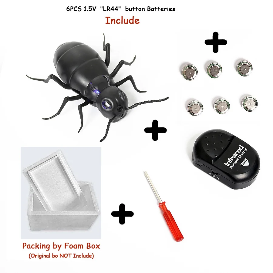 Ant with Batteries Инфракрасный пульт дистанционного управления поддельные гигантский таракан, муравей электрическая игрушка на радиоуправлении шалость насекомых шутка страшилка жуков для взрослых шалость насекомых - Цвет: Ant with Batteries