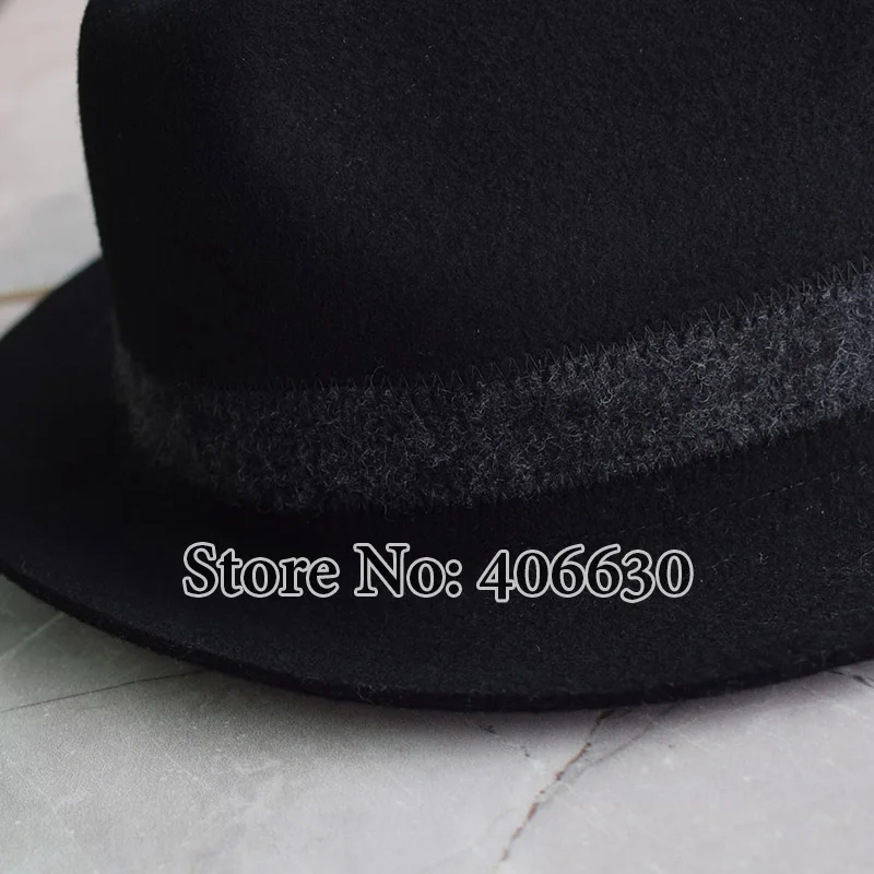 Winter 59cm Big Headsize Black Mens Wool Felt Fedora Hats Chapeu Masculino Panama Trilby Free Shipping PWFE036