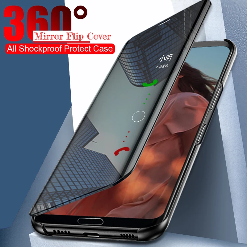 Зеркальный умный чехол-книжка для Huawei Y5 Y6 Prime Y7 2018 Honor 9 10 Lite Nova 2i 3 3i Nova3 Nova3i 9Lite