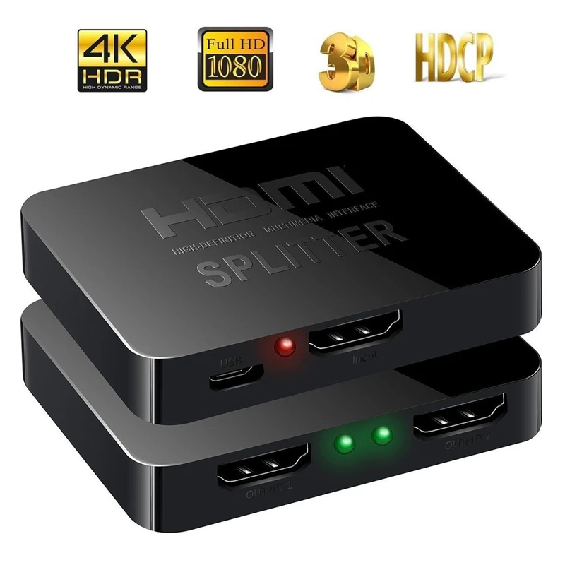 Full HD 4K HDMI сплиттер 1X2 2 порта ретранслятор усилитель концентратор 3D 1080p 1 в выход