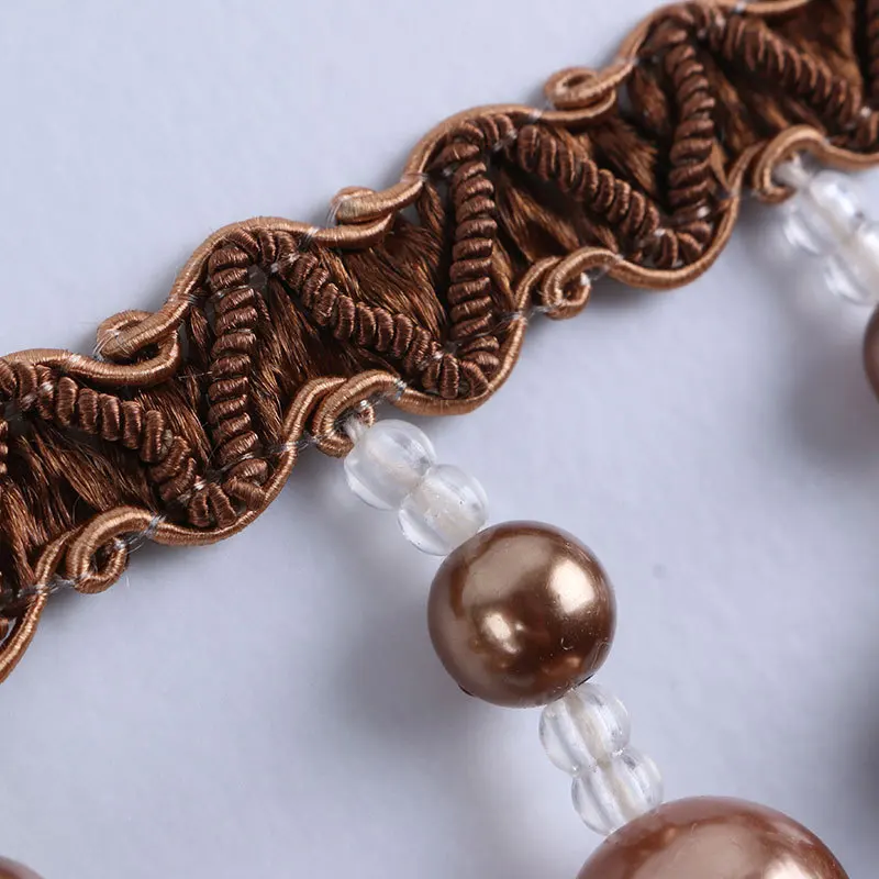 XWL 12M/lot Pearl Bead Lace Trim Tassel Fringe Curtain Edge DIY Sewing For Sofa Stage Decorative Ribbon Accessories | Дом и сад