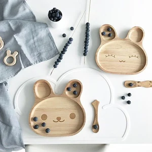 Деревянная тарелка для детского питания, посуда для кормления детей, набор для еды, тарелка для детей, сервировочная посуда