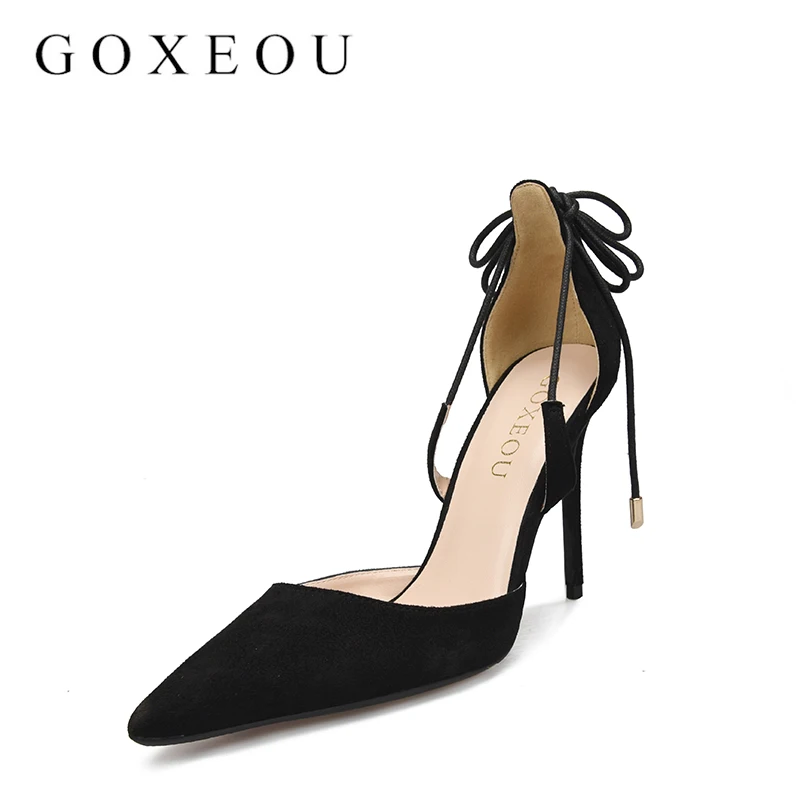 Goxeout женские туфли-лодочки с ремешком на щиколотке из искусственной замши