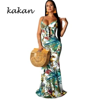 kakan sling print dress sexy v neck sleeveless large swing dress 2019 summer new womens hot dress