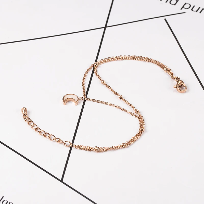 Moon Shells Bracelet Titanium Steel Material Inlaid Natural Rose Gold Color Trendy Bracelets Women Jewelry Birthday Gift | Украшения и