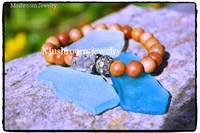 boho pave crystal beads pyrite stone nugget wood beaded boho stretch bracelet