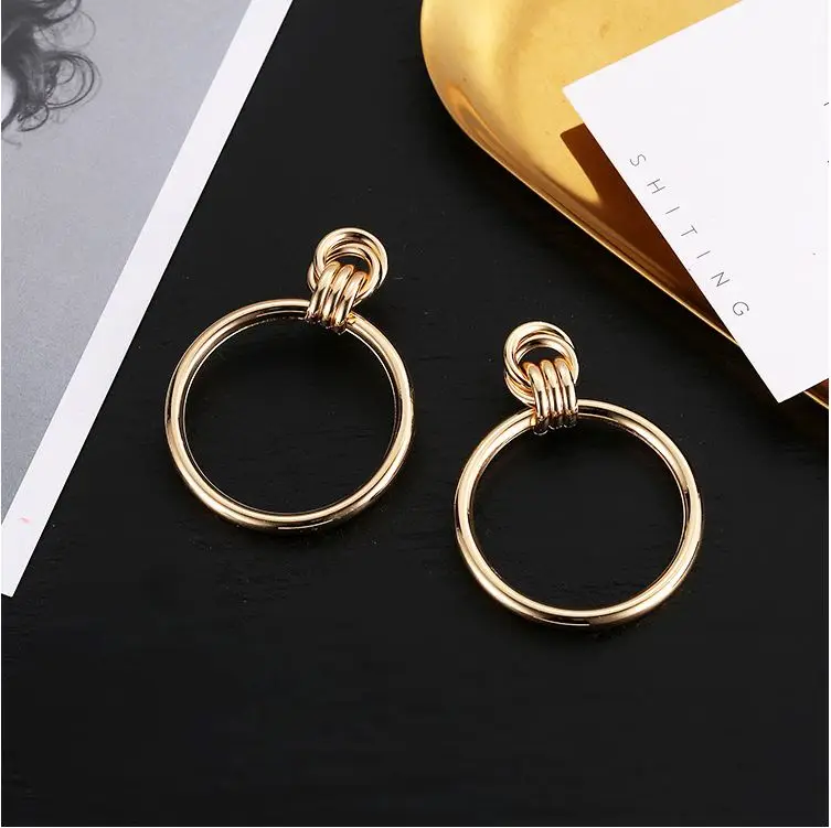 Круглые Винтажные серьги для женщин золотого цвета модные ювелирные