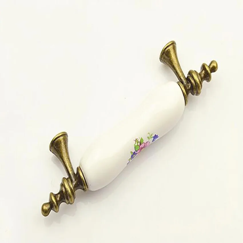 

Blue Flower Vintage Ceramic Handle and Knob Cabinet Drawer Pull and Handle