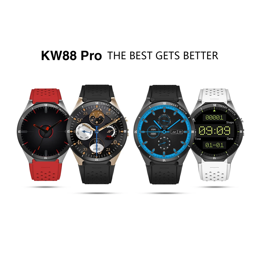 Смарт-часы KINGWEAR KW88 Pro 3g, 1,39 дюймов, Android 7,0, четыре ядра, 1 ГБ ОЗУ, 16 Гб ПЗУ, Смарт-часы для мужчин, gps, фитнес-трекер# Xj3