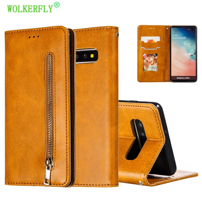 Роскошный кожаный чехол-кошелек на молнии с отделениями для карт Samsung Galaxy A30 A40 A50