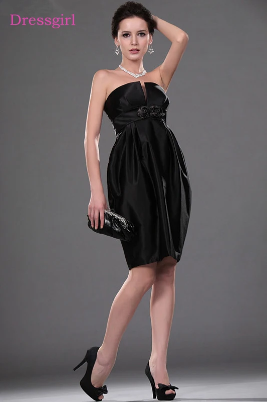 

Black Mother Of The Bride Dresses Sheath Strapless Knee Length Plus Size Short Elegant Groom Mother Dresses Wedding