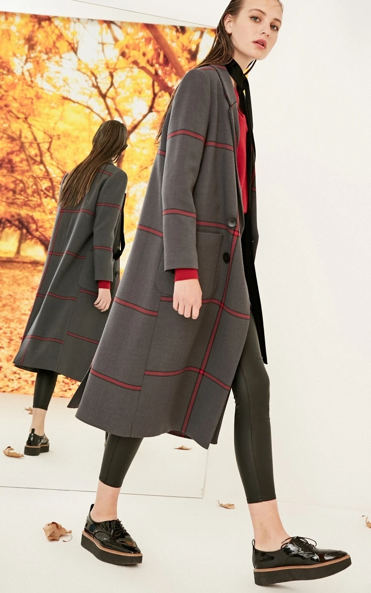 Vero Moda Новая женская куртка женская клетчатая двубортная кокон пальто Длинная зимняя куртка | 318321501