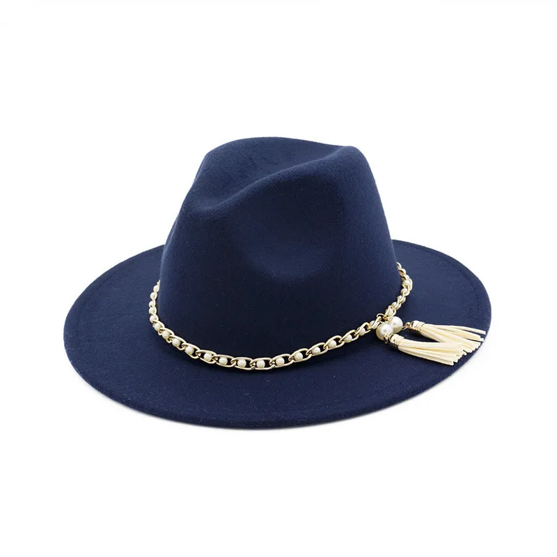 Women Men Wool Fedora Hat With Pearl Felt Wide Brim Ladies Trilby Chapeu Feminino Hats Jazz Church Godfather Sombrero Caps | Аксессуары
