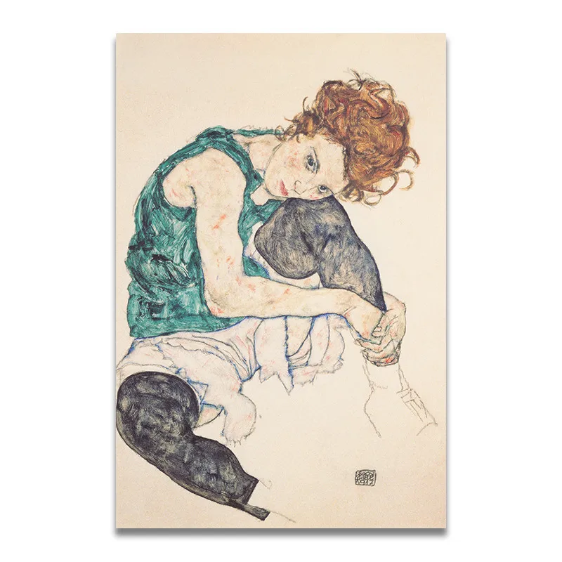 A Egon Schiele тело цвет деление эскиз фигуры холст искусство печать живопись плакат, настенные картины для гостиной, домашний декор - Цвет: A