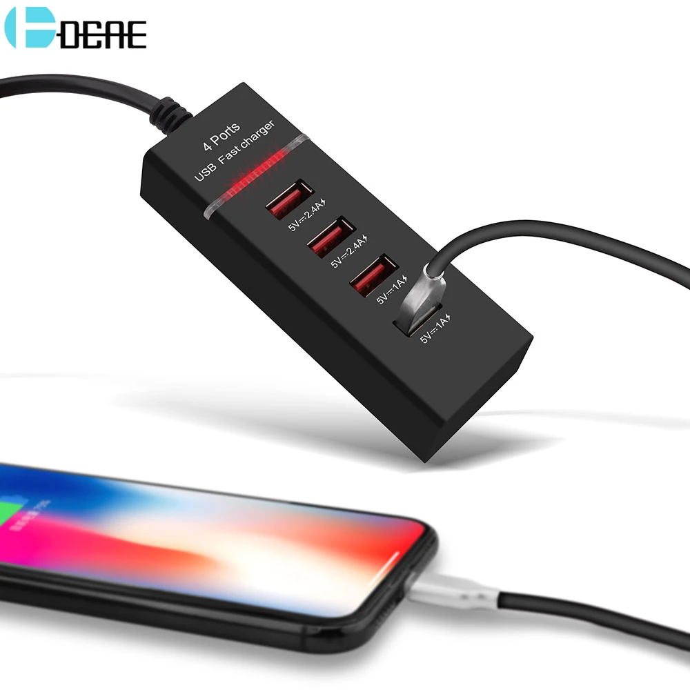 DCAE 4 USB зарядное устройство светодиодное настенное быстрая зарядка для