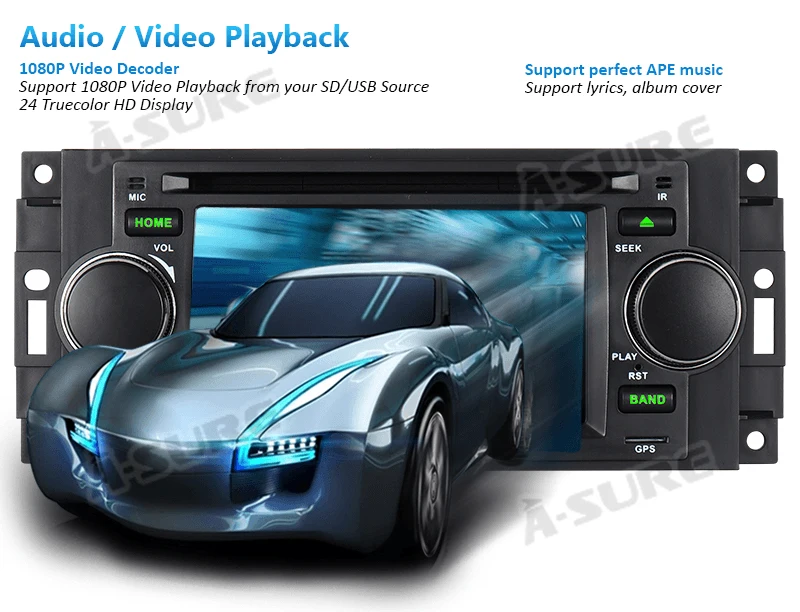 A-Sure 5 ''Авто Радио DVD стерео gps навигация для Jeep Grand Cherokee 2002-2004 Jeep Wrangler 2003-2006 16G rom OBD