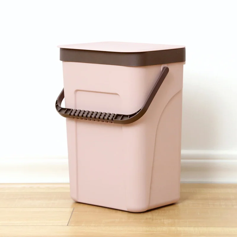 Pink Large Кухонное мусорное ведро бесшовный настенный кухонный держатель для мусорного мешка пластиковая откидная крышка мусорное ведро аксессуары для ванной комнаты - Цвет: Pink Large
