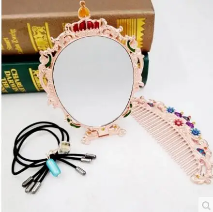 Складное зеркальное зеркало с одной ручкой и расческой J047|mirror with frame|metal mirror