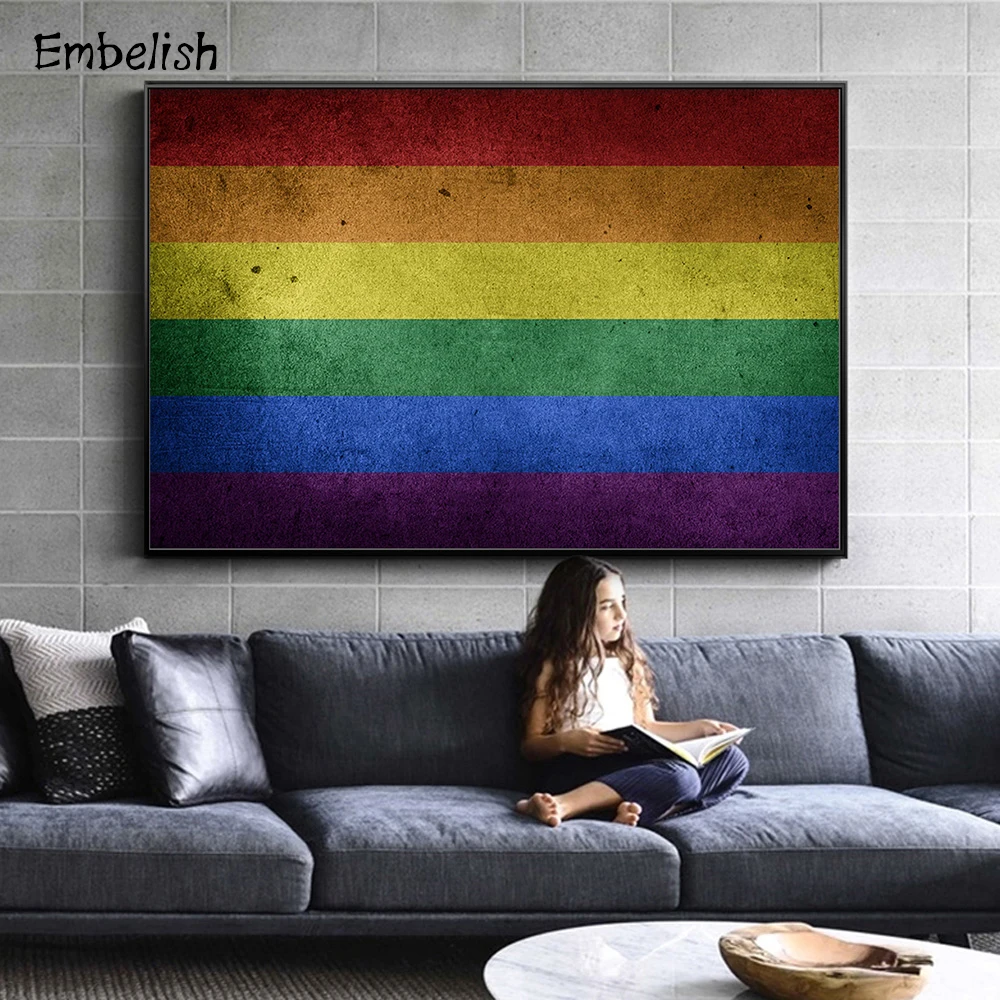 

Embelish 1 Pieces Large Size Rainbow Color Modern Home Decor Wall Art Pictures For Living Room HD Canvas Painting Bedroom Poster