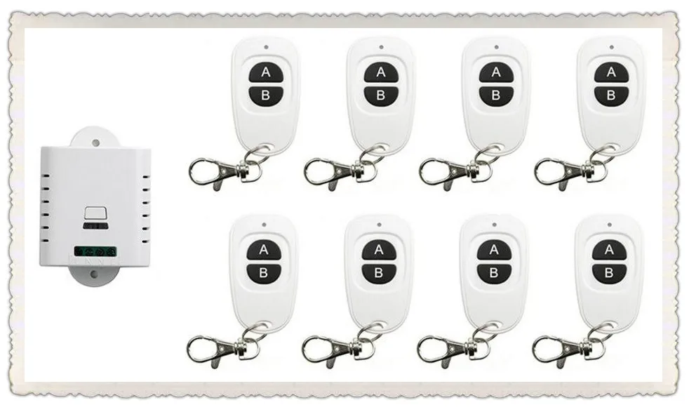 85 в 110 в 120 в 220 В 250 В 1CH 10A RF беспроводной переключатель релейный приемник пульты дистанционного управления и 8 * белые клавиши AB Водонепроницаемый передатчик