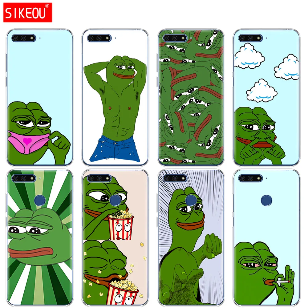 Силиконовый чехол для телефона Huawei Honor 7A PRO 7C Y5 Y6 Y7 Y9 2017 2018 Prime Cute Frog Meme забавные