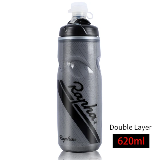 Rapha, 620 мл, велосипедная бутылка для воды, герметичная, PP, Спортивная, для питья, для велоспорта, чайник с замочком, двухслойная чашка, MTB, бутылка для шоссейного велосипеда - Цвет: BlackGray-620ML