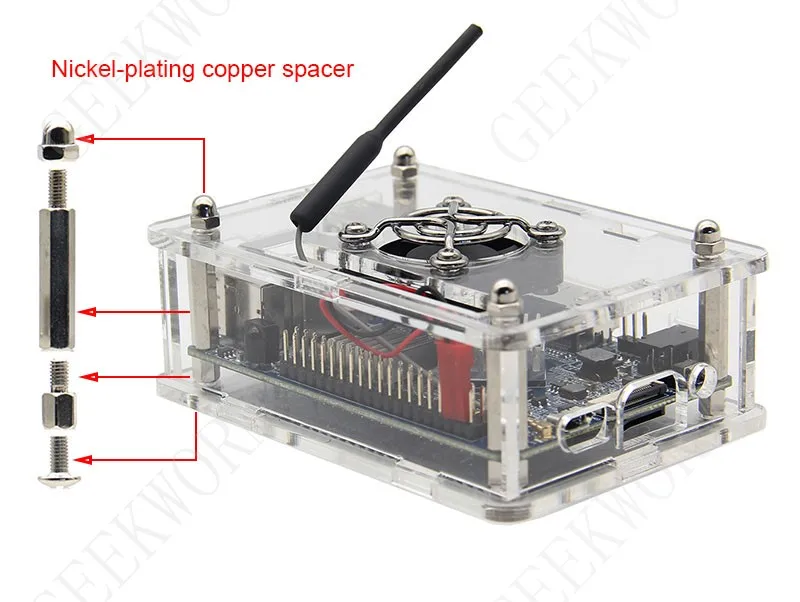 Оранжевый Pi PC/PC2/PC Plus акриловый чехол+ вентилятор охлаждения+ теплоотвод для начинающих комплект совместимый w/Orange Pi