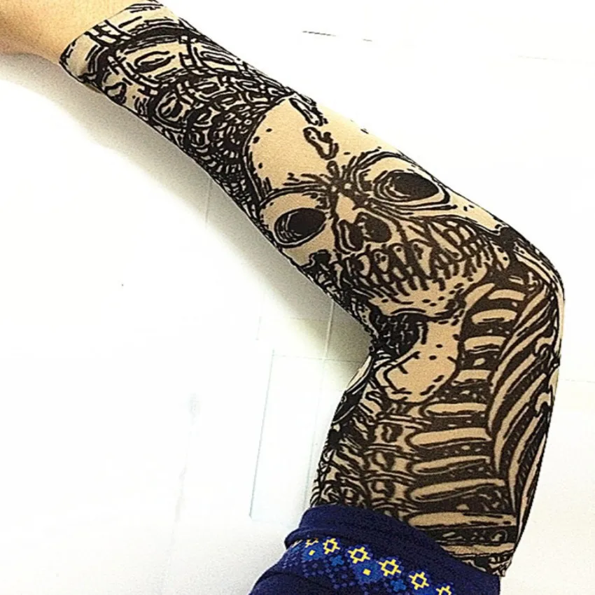 Поддельные татуировки с рукавом сексуальные цветочные черепом флэш тату