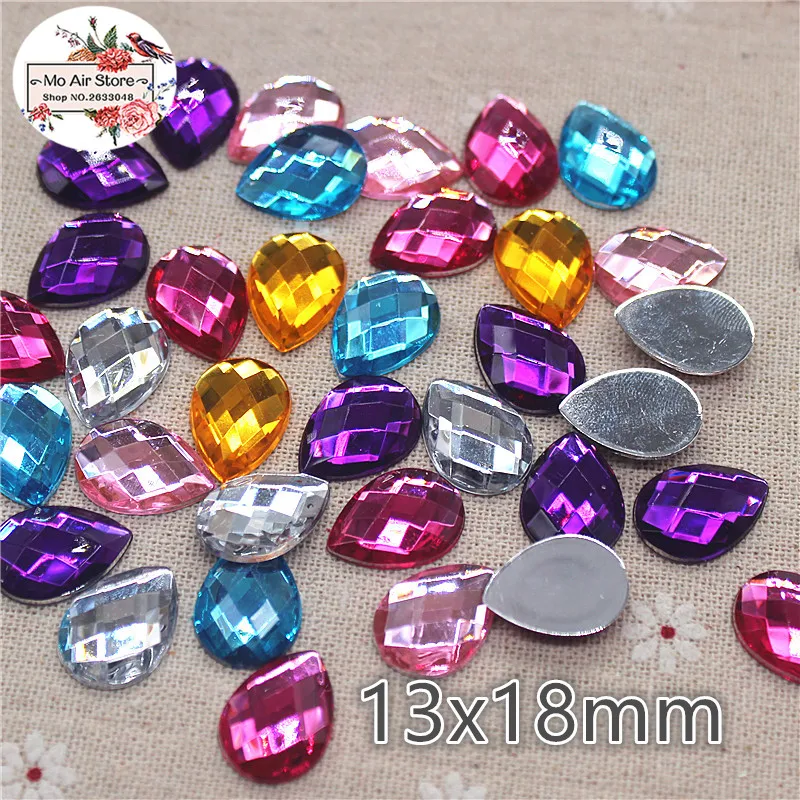 13x18mm mix color Acrylic rhinestones stone tear drop flatback Facets cabochon decoration DIY craft | Дом и сад