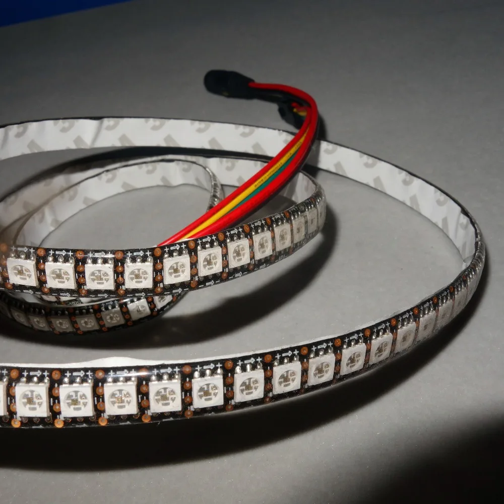 

1 meter 144pcs APA-102C addressable led pixel strip,144pixels/m;BLACK PCB;waterproof by silicon coating;IP65