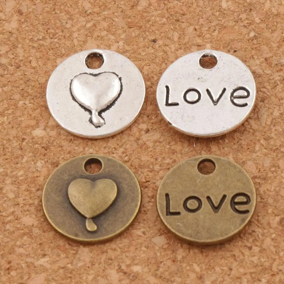 

Heart Round With Love Charm Beads Zinc Alloy Pendants Fashion Jewelry 14.8x14.8mm 30pcs L922