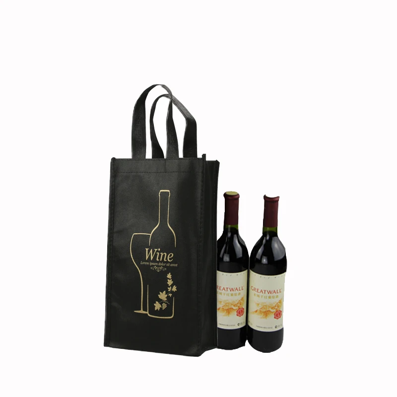 10 Double bottle Красное вино Нетканая ручка сумки с одной двойной бутылкой 2 Подарочная посылка для хранения Эко Черный собственный логотип печать Tote пустой узор - Цвет: 10 Double bottle