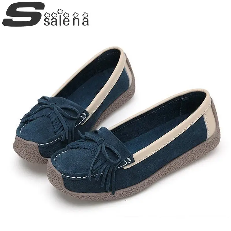 New Women Suede Leather Shoes Woman Flats Cowhide Flexible Spring Boat Soft Bottom Loafer B230 | Обувь