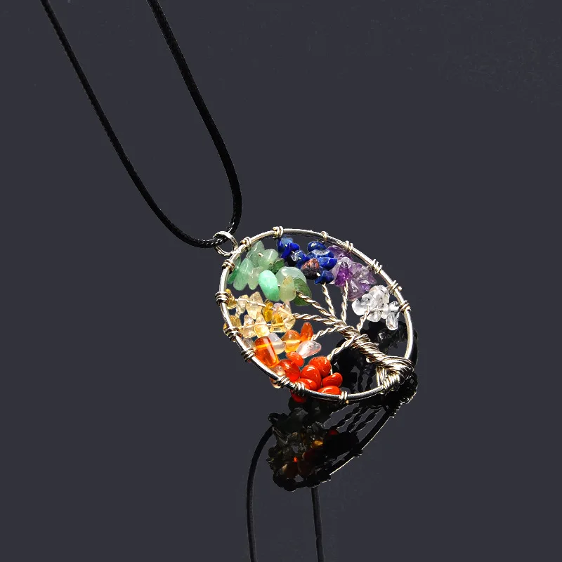 Женское Ожерелье с кристаллами радуги ожерелье из натурального камня|life tree|necklace