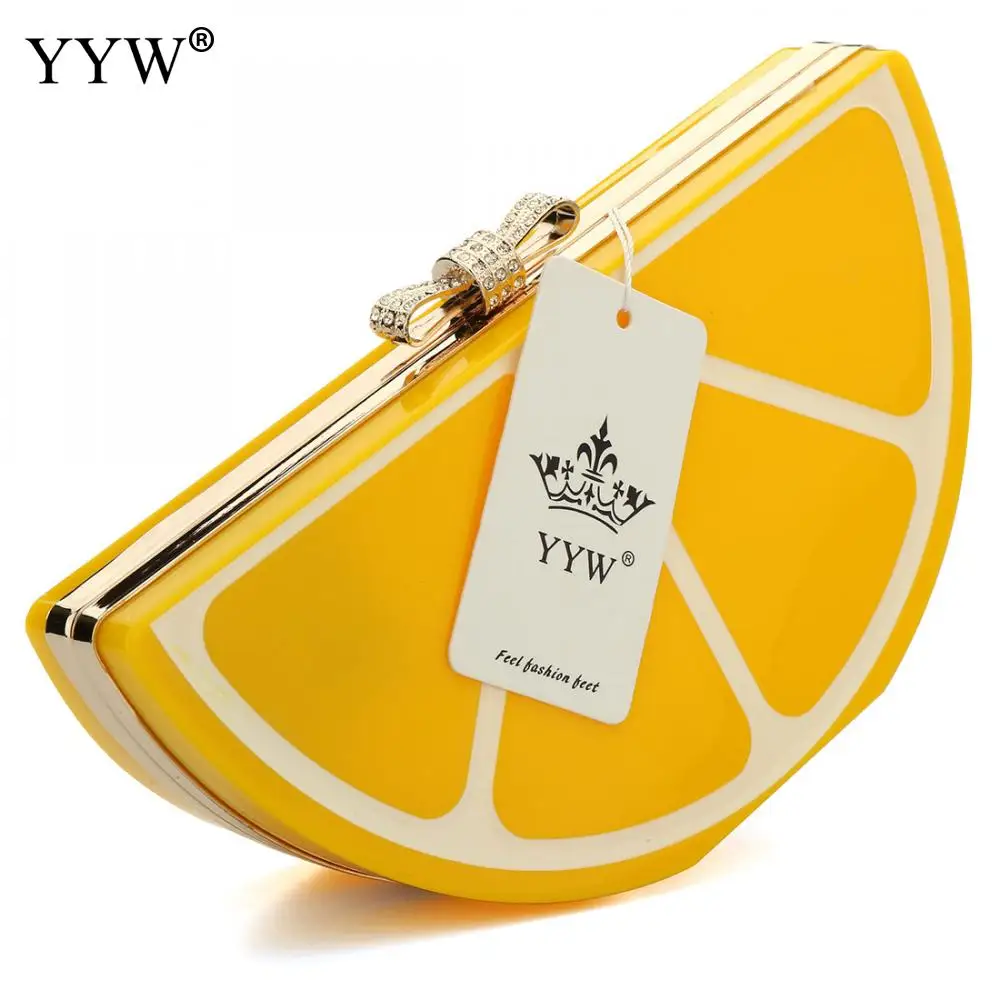 Желтые сумки клатчи с рисунком ЛИМОННЫХ фруктов Сумка одной цепочкой Маленькая