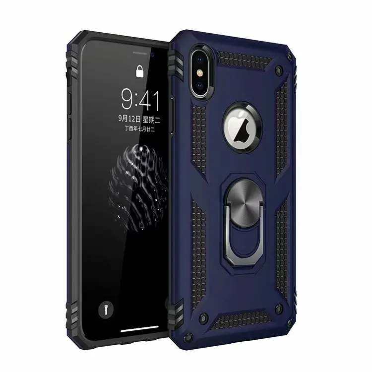 navy blue Роскошный брендовый чехол для Iphone XS Max X XR, чехол с мягким бампером, усиленный жесткий чехол с подставкой для Iphone 7, 8 Plus, 6, 6S - Цвет: navy blue