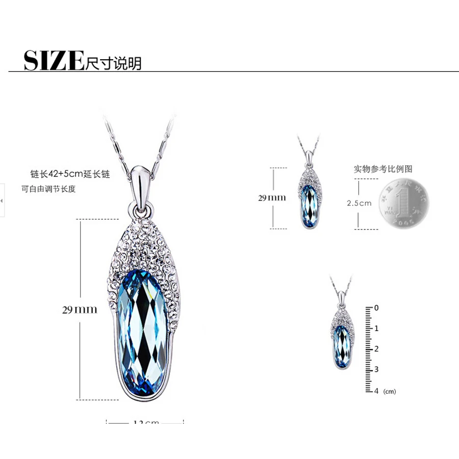 Лидер продаж ожерелье с кулоном из голубого горного хрусталя ювелирные изделия