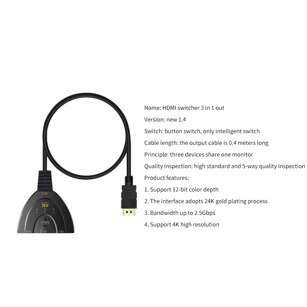FDBRO Новый 4K * 2K 3D Мини 3 порта HDMI переключатель 1.4b сплиттер 1080P в 1 выход порт