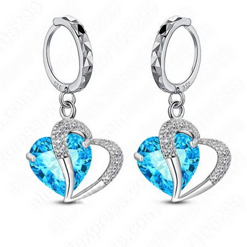 Женские серьги с кристаллами в форме сердца ювелирные изделия из стерлингового
