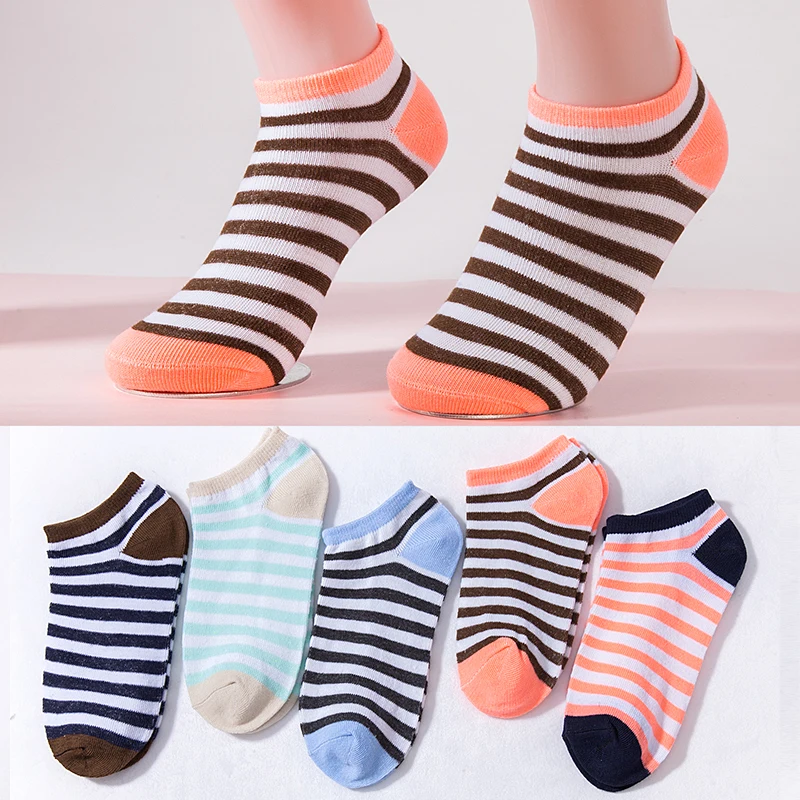 5 цветов женские короткие носки полосатые носки-башмачки для девочек модные