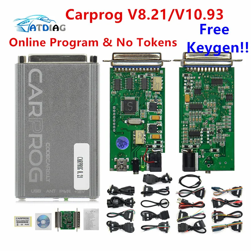 Keygen онлайн-программатор Carprog FW V8.21 v10.05 V10.93 полный набор с 21 адаптерами все программное обеспечение активировано авто ремонтный инструмент