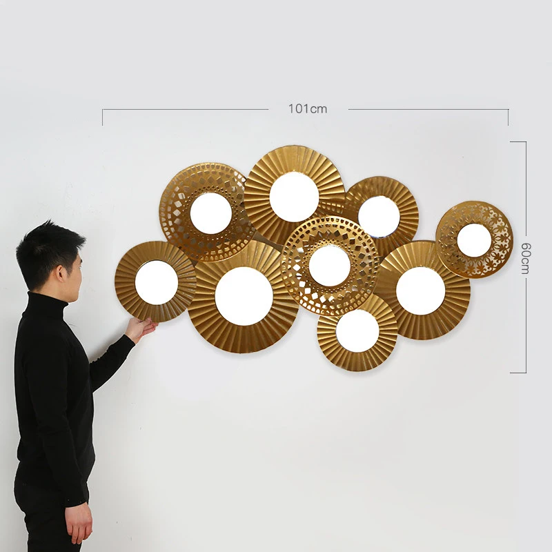 

American Wrought Iron Round Shape Wall Hanging Crafts Decoration Home Livngroom Wall Sticker Art Hotel Club Wall Mural Ornaments