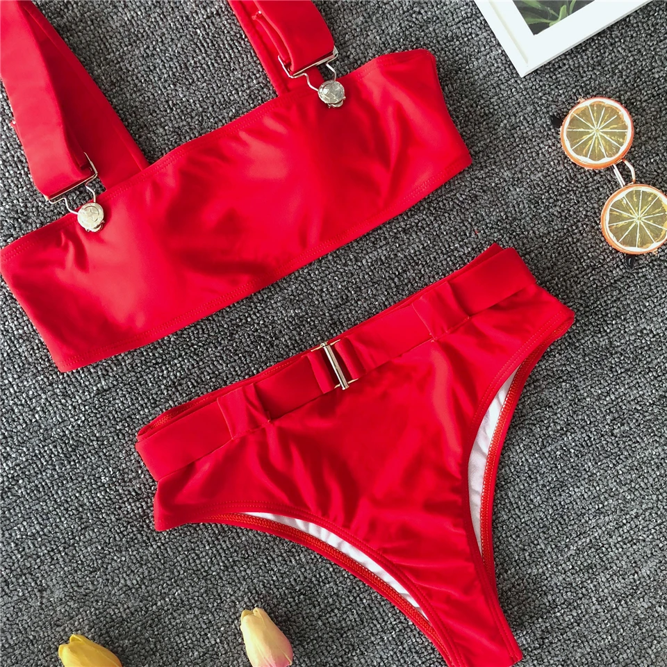 Women Swimsuit New Arrival Strap Bandeau Sexy Bikini Set Women Swimwear High Waist Bikini Women Bathing Suit