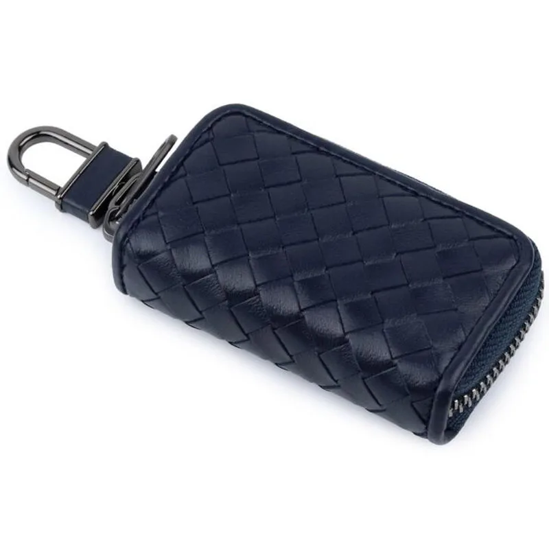 Navy blue Высококачественный кошелек из овечьей кожи для ключей для мужчин и женщин, сумка для ключей для автомобиля, многофункциональный чехол для ключей, Модный женский чехол для ключей - Цвет: Navy blue