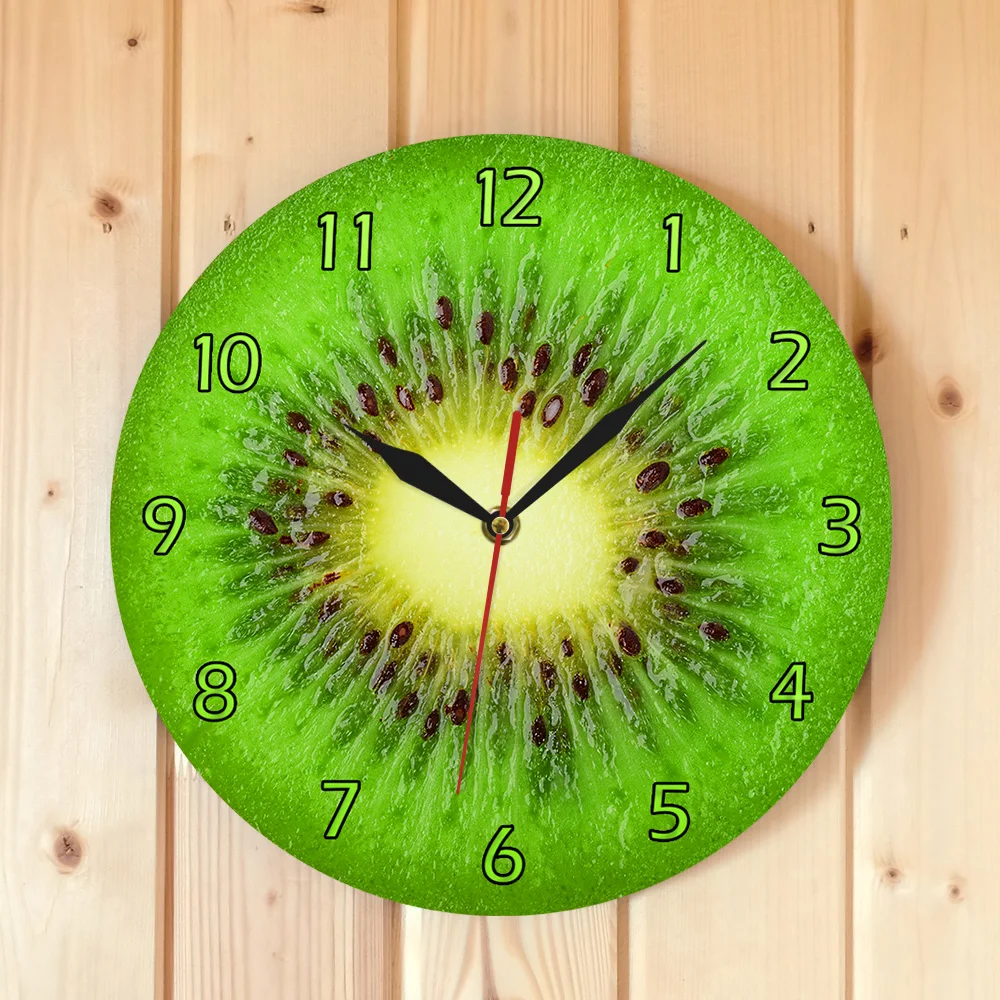Летние фрукт киви спроектированные зеленые настенные часы Kiwi фрукты свежий