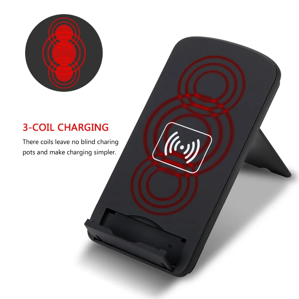 3-катушки Ци Беспроводной Зарядное устройство раскладной стенд с Светодиодный