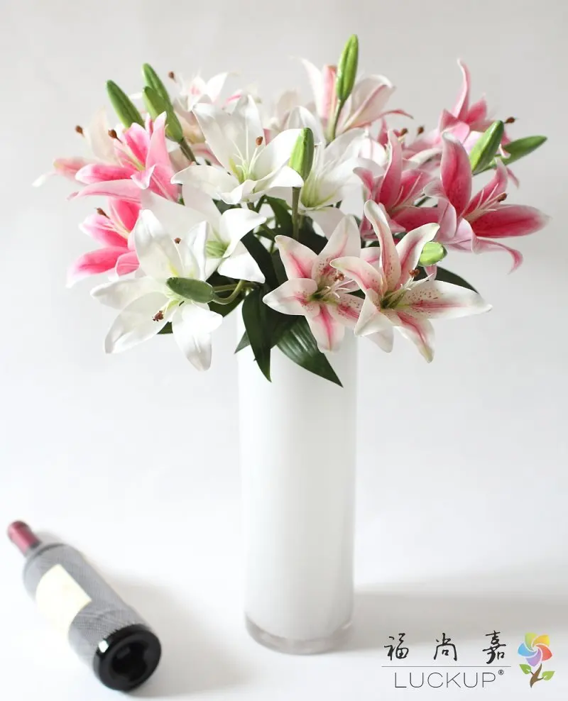 1 шт. 2 головки цветка Красивые реальные сенсорный искусственная лилия цветы дома