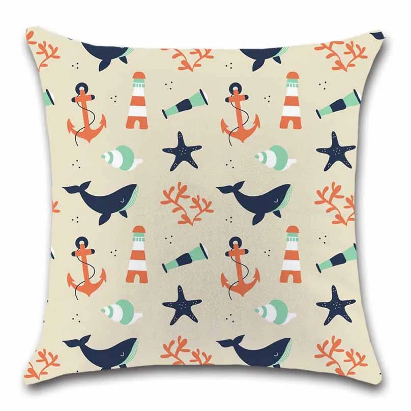 Якорная подушка в морском стиле &quotМорская&quot декоративная наволочка для дома