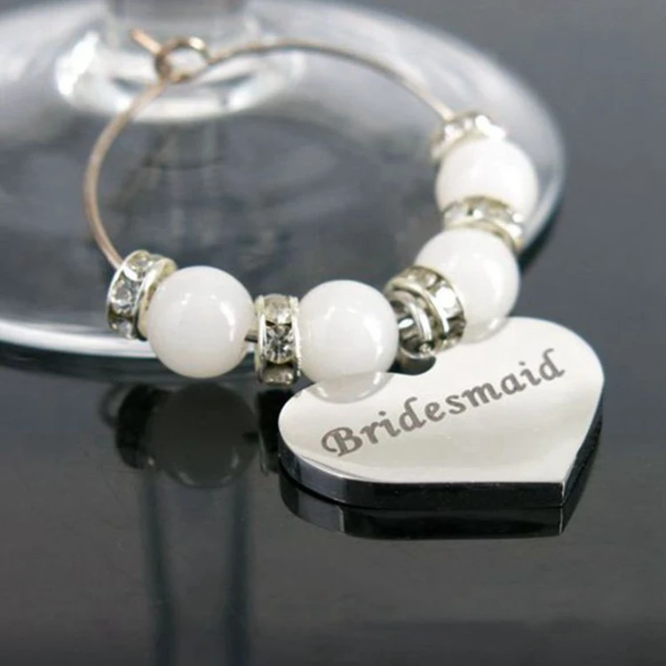 Bridesmaid FENGRISE вино чашки кольцо Кубок для шампанского изящный винный бокал кольцо на заказ свадебное украшение для торжества стол Центровой поставки - Цвет: Bridesmaid