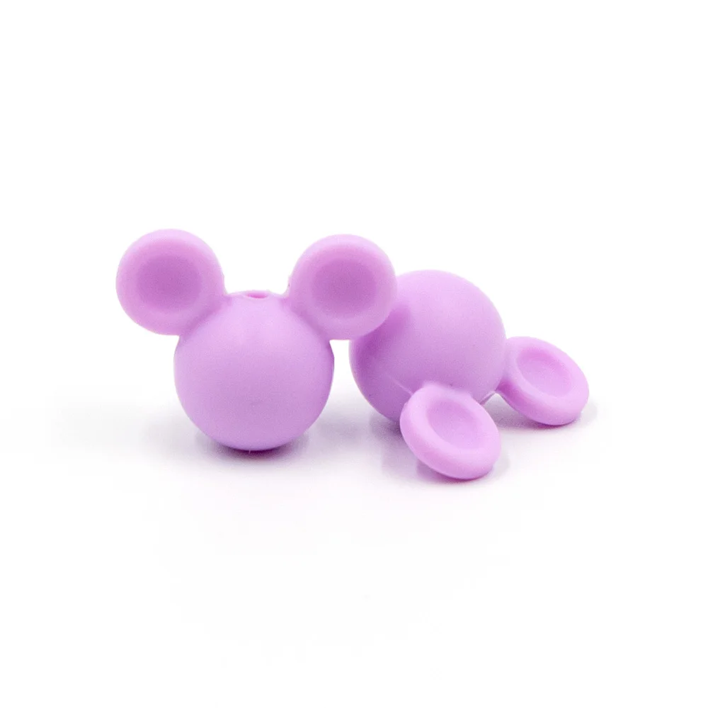 Lilac 10 шт. Микки силиконовые бусины, Прорезыватель игрушки Жевательные бусы BPA бесплатно DIY Perle силиконовые Товары для малышей - Цвет: Lilac